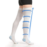 Doc Miller TED Hose Thigh High Anti Embolism Stockings for Women & Men, Hospital Style Surgical Stockings, Plus Size White Compression Socks 15-20mmHg, Support Hose with Inspection Hole Large