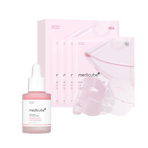 medicube Salmon DNA PDRN Duo for Beginner - Salmon DNA PDRN pink collagen jelly gel mask (4ea) + Salmon DNA PDRN Pink Peptide Serum, Pink glow serum