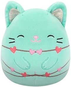 Squishmallows Original 5in Charisma The Mint Cat with Heart String Lights – Official Jazwares Plush (Little)