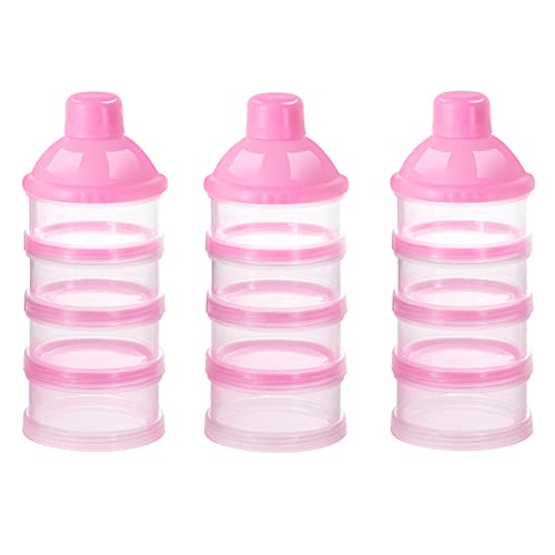 Accmor Formula Dispenser On The Go, 4 Compartments Stackable Formula Container for Travel, Baby Milk Powder Kids Snack Container, BPA Free ﻿