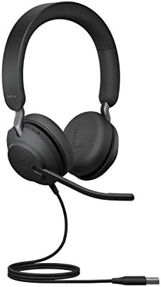 Jabra Evolve2 40 PC Headset - Noise Cancelling UC Certified Stereo Headphones with 3-Microphone Call Technology - USB-A Cable - Black
