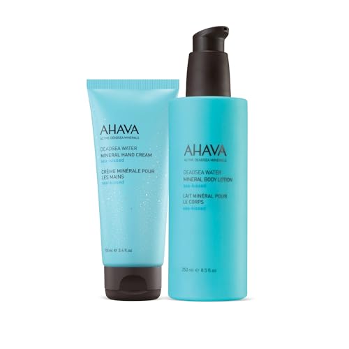 AHAVA Working Hands & Hydrating Body Lotion, Sea-Kissed Care Set - Includes Hand Cream Sea-Kissed, 3.4 Fl.Oz & Body Lotion Sea-Kissed, 8.5 Fl.Oz, enriched with Dead Sea Minerals & Magnesium