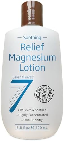 Seven Minerals Magnesium Lotion for Soothing Relief & Relaxation - Highly Concentrated Magnesium for Better Sleep, Feet & Joint Care. Non-Greasy Lotion with Skin Friendly Ingredients - 200ml