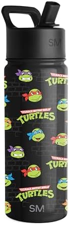 Simple Modern Teenage Mutant Ninja Turtles Kids Water Bottle with Straw Insulated Stainless Steel Toddler Cup for Toddlers, School | Summit Collection | 18oz, TMNT Turtles Unite