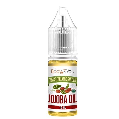 BodyJ4You 100% USDA Organic Jojoba Oil Piercing Aftercare - Stretched Ear Gauges Tragus Nose Septum Lip Navel - Natural Recovery Skin Moisturizer - Pure Unrefined Wax - Dropper Bottle 0.34 Fl Oz