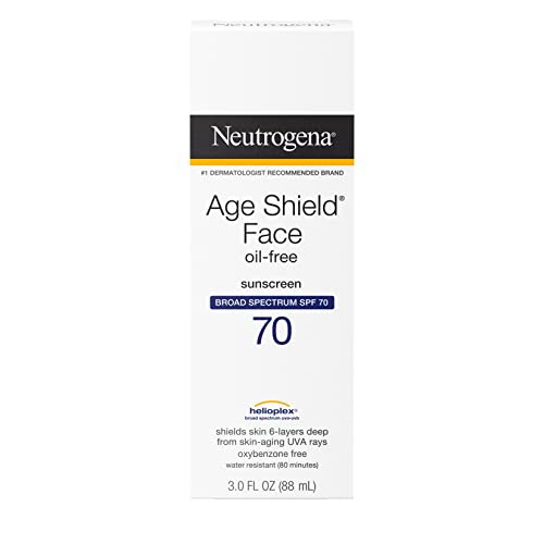 Neutrogena Age Shield Anti-Oxidant Face Lotion Sunscreen with Broad Spectrum SPF 70, Oil-Free & Non-Comedogenic Moisturizing Sunscreen to Prevent Signs of Aging, 3 fl. oz (Pack of 2)