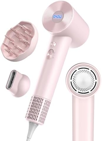 Hair Dryer with Diffuser for Curly Hair, Negative Ionic Hairdryer, High-Speed Blow Dryer with 110, 000 RPM Brushless Motor, Fast Drying Lightweight Travel Hairdryer, Low Noise Quiet Hair Dryers