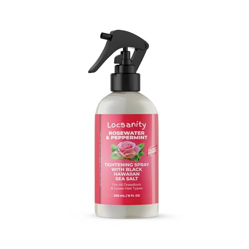Locsanity Rosewater Peppermint Moisturizing, Tightening, Rolling Spray w/Black Hawaiian Sea Salt Dreadlock Locs