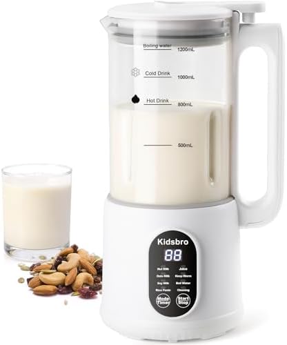 8 in 1 Automatic Nut Milk Maker, Almond Milk Maker,40oz （1200ML）Automatic Soy Milk Maker for Homemade Oat, Coconut, Soy, Plant Based Milks with Delay Start/Keep Warm/Boil Water