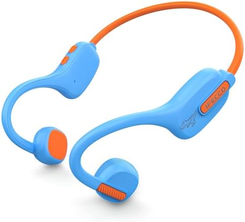 IFECCO Wireless Kids Open Ear Headphones - Kids Bluetooth 5.3 Conduction Headphones with Mic,Ultra-Light,IPX5 Waterproof and Safer for Children Headphones,Perfect for School Travel Gifts (Blue)
