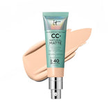 IT Cosmetics CC+ Cream Natural Matte Foundation with SPF 40 - Shine-Reducing & Long-Wear Full Coverage Foundation For Oily Skin - With Hyaluronic Acid - Non-Comedogenic, Fair Beige - 1.08 fl oz