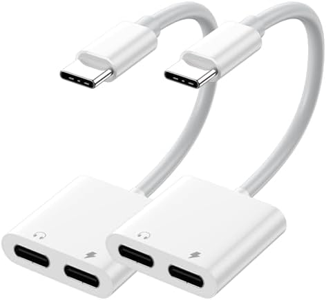 USB-C Audio + Charge Adapter, USB C Headphone Adapter w/USBC 60W Power Delivery Fast Charging for iPhone16/15, iPad Pro, Galaxy, Note, Google Pixel, LG, Sony Xperia, OnePlus, MacBook & More - White