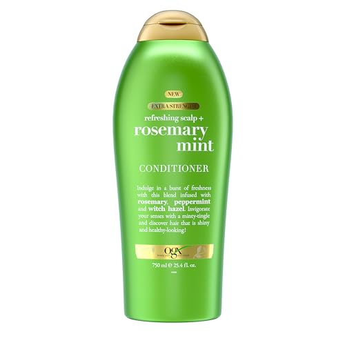OGX Extra Strength Refreshing Scalp + Rosemary Mint Conditioner, Nourishing Conditioner Infused with Rosemary Mint for Shiny, Healthy-Looking Hair, Sulfate-Free Surfactants, 25.4 fl. Oz
