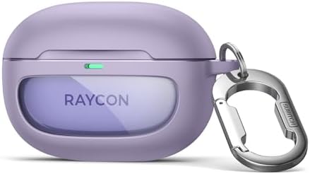SURITCH Case for Raycon Everyday Earbuds (2024 Edition), Shockproof Magnetic Case for Raycon Bluetooth True Wireless in-Ear Buds Headphones, Protective Cover with Magnetic Lid Lock & Carabiner, Purple