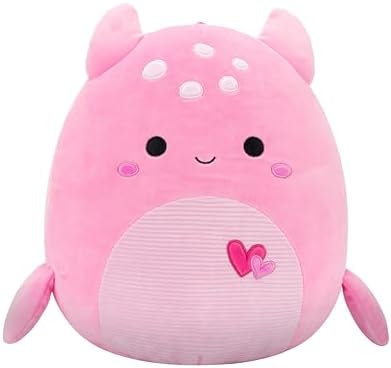 Squishmallows Original 12in Artin The Pink Loch Ness Monster with Hearts – Official Jazwares Valentine Plush (Medium)