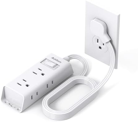 Cruise Essentials, Addtam 6 ft Ultra Flat Extension Cord with 6 Outlets Extender, Flat Plug Power Strip, No Surge Protector for Cruise Ship, Travel, Dorm, Home Office, ETL Listed