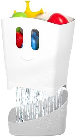 Ubbi Freestanding Bath Toy Organizer Bath Caddy with Removable Drying Rack Bin and Scoop for Toddlers and Baby, Gray