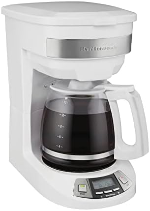Hamilton Beach 12 Cup Programmable Drip Coffee Maker with 3 Brew Options, Glass Carafe, Auto Pause and Pour, White (46294)