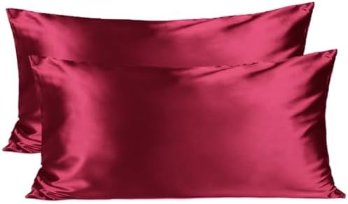 YANIBEST Satin Pillowcase for Hair and Skin Care Silk Pillowcase 2 Pack King 20inch X36'' Size Pillow Cases Set of 2 -Satin Cooling Pillow Covers with Hidden Zipper Floral Print