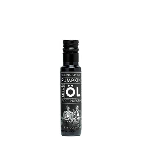 Schlacher & Söhne Styrian Pumpkin Seed Oil: 100% Pure, Cold Pressed, Non GMO, Gluten Free, Vegan, May Helps in Hair Growth, Made in Austria (100 ml, 3.3 FL OZ)