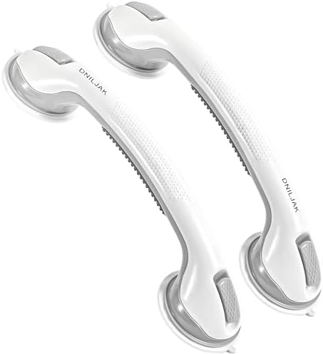 Grab Bars for Bathtubs and Showers 2-Piece Set 16-inch Suction Cups Heavy-Duty Suction Handrails Suitable Bathroom Handrail for The Elderly, Drill-Free and Waterproof Bathroom Safety Grips
