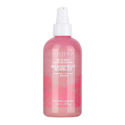 Pacifica Grapefruit Bubbles Gel to Foam Purifying Cleanser, Gentle Face Wash For Removing Impurities & Excess Oil, Vegan & Cruelty-Free, 8 Fl Oz