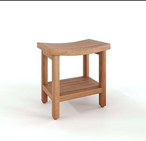 AquaTeak (Fully Assembled) Patented 18" Sumba Teak Shower Bench with Shelf