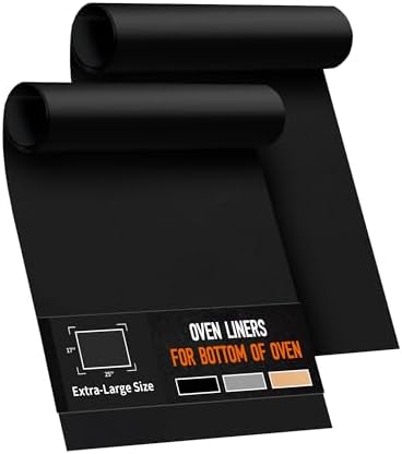 17x25" Large Oven Liners for Bottom of Oven, Heavy Duty Non-Stick Reusable Fiberglass Teflon Mat for Electric Gas Toaster & Convection Ovens, Dishwasher Safe, Kitchen Essentials, 2 Black