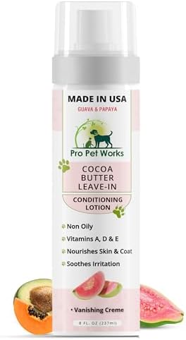 5 in 1 Cocoa Butter Leave-in Conditioner Lotion for Dogs & Cats-Pet Hot Spot Cream & Balm for Allergies, dermatosis, Paw Fungus Or Dry Itchy Skin-Helps Heal Small Cuts & Abrasions
