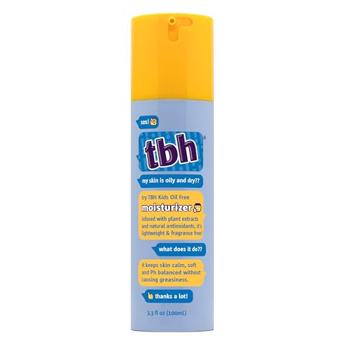 TBH Gentle Hydrating Face Moisturizer for Kids, Tweens, and Teens with Sensitive Dry Oily Skin - Shine Free Face Moisturizer for Girls and Boys - Sulfate Free, Paraben Free - Travel Friendly - 3.3 Oz