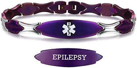 LinnaLove 7 1/2 inch Medical Alert Bracelets for women Stainless Steel Fashion Medical Bracelets Personalized Engraving