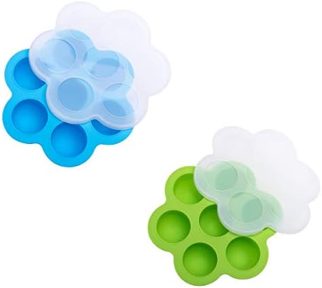 Silicone Egg Bites Molds with Lid for Instant Pot, 2 Packs (For 3qt (6.3"x6.3"x1.6"), Blue+Green)
