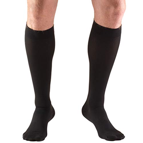 Truform 20-30 mmHg Medical Compression Stockings, Smooth Stretch Microfiber, Knee High, Closed Toe, Black, 2X-Large