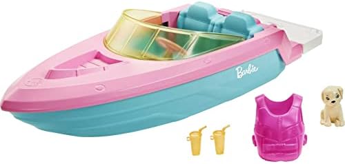 ﻿Barbie Boat with Puppy and Themed Accessories, Fits 3 Dolls, Floats in Water, Great Toy for 3 to 7 Year Olds