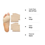 ZenToes Metatarsal Pads for Men and Women - Ball of Foot Pain Relief Cushions for Sesamoiditis, Metatarsalgia, Morton's Neuroma - 2 Pairs Fabric Sleeves with Gel Inserts (Large, Beige)