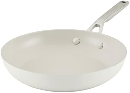 KitchenAid Hard Anodized Ceramic Nonstick Cookware Frying Pan/Skillet, 10 Inch Non Stick Fry Pan with Stainless Steel Handle - Porcelain White