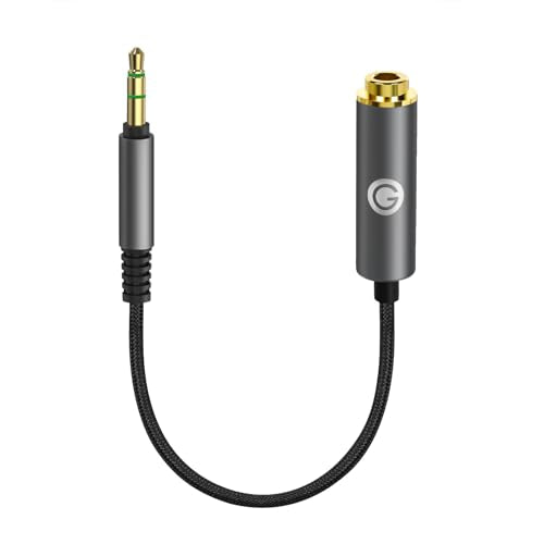 GEEKRIA 3.5mm (1/8'') Stereo Male to 4.4mm Balanced Female Adapter Cord / 5 Cores Conversion Audio Cable, Headphones Plug Adapter, Aluminum Alloy Audio Plug, PP Yarn Braided Upgrade Cable (0.5ft)