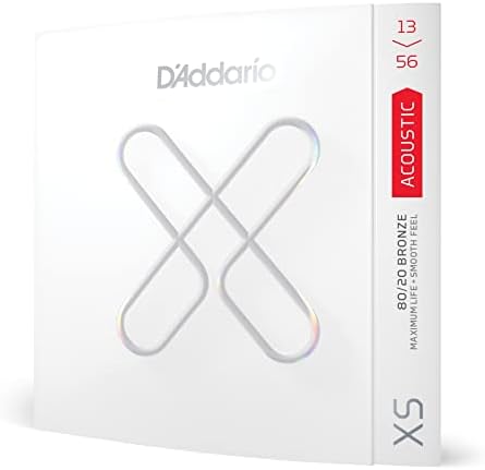 D'Addario Acoustic Guitar Strings, XS 80/20 Bronze Coated, XSABR1356, Medium Gauge 13-56, 6-String Set, Pack of 1