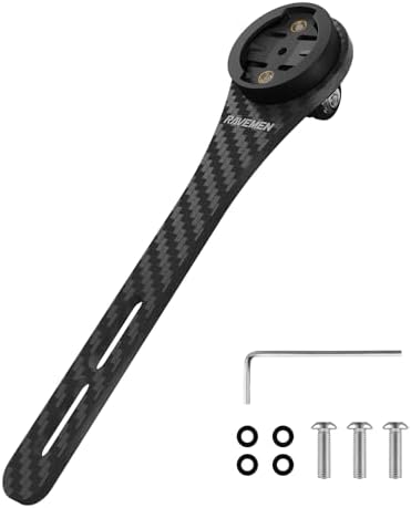 Ravemen Integrated Handlebars Out Front Mount Compatible with Garmin Bike Computer, Carbon Fiber Road Bike Mount Compatible with Action Camera, Hammerhead Karoo, COOSPO, iGPSPORT