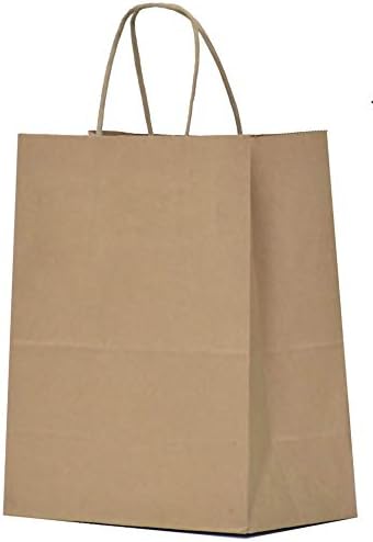 Qutuus 50pcs Gift Bags 8x4.5x10 Brown Paper Bags with Handles Bulk,Kraft Bags, Brown Gift Bags, Medium Size Gift Bag Bulk,Brown Bags, Kraft Paper Bag, Craft Bags