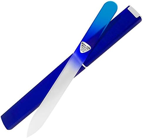 Bona Fide Beauty Glass Nail File with Case, Aqua Cobalt Czech Glass Fingernail Files Handcrafted from The EU