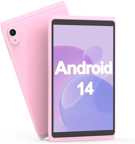 Tablet Android 14 Tablets 8 inch, WiFi 6 Tablet Computer 2GB RAM 32GB ROM, 1280x800 IPS Touch Screen, 2+8MP Dual Camera, 4300mAh Battery, Google GMS Certified Tablet PC (Pink)
