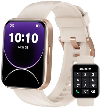 Smart Watch (Answer/Make Calls), 1.85" Smart Watches for Men Women Digital Watch Fitness Tracker with 100+ Sport Modes Heart Rate Monitor Watch for iOS Android Phones Waterproof Milky White