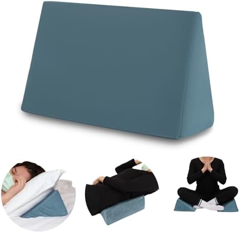 Small Wedge Pillow, Wedge Pillow for Bed Sores, Positioning Wedge, Mini Pillow for Laptop and Yoga, Small Foam Wedge for Chair (1 Unit, Light Blue)