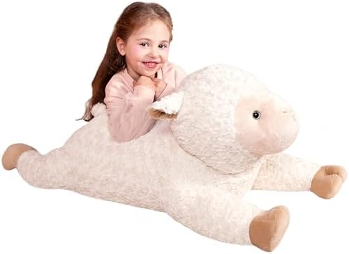IKASA Large Sheep Stuffed Animal Plush Toy,Giant Lamb Cute Jumbo Soft Toys,30" Huge Big Size Plushy Fat Oversized Plushie,Gifts for Kids (Sheep)