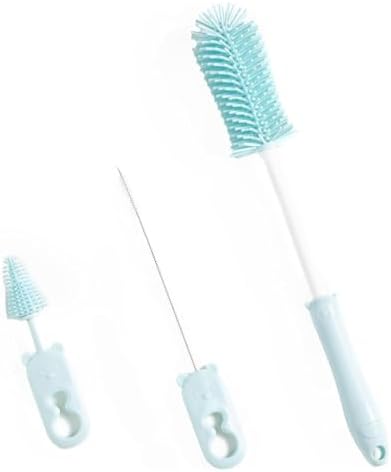 Silicone Bottle Brush Cleaner Set, Anivona 13.4" Long Handle Bottle Cleaning Brush, BPA-Free, Perfect for Cleaning Baby Bottles, Washing Breast Pumps,Breast Milk Storage Bag, Sippy Cups, Vase(Blue)