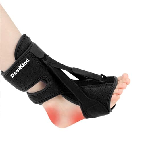 Plantar Fasciitis Night Splint, 3 Adjustable Straps for Plantar Fasciitis, Foot Drop & Heel Pain Relief, Comfortable Night Splint Support for Day & Night Use (Black)