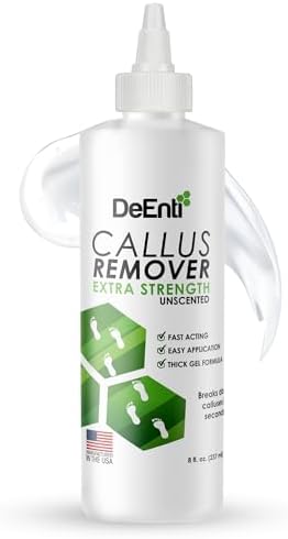 DeEnti Callus Remover for Feet, Extra Strength Foot Callus Remover Gel, 8oz Salon Grade Home Pedicure Supplies for Dry Skin, Cracked Heel, Professional Strength Foot Care, Unscented