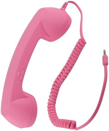 Telephone Handset for Cellphone, Pink Phone Retro Phone Handset with 3.5mm Jack Mobile Phone Receiver Old Telephone Headset Handheld Receiver for Cell Phone(Pink)