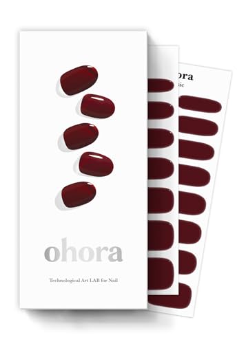 ohora Semi Cured Gel Nail Strips (N Classic Burgundy) - Works with Any Nail Lamps, Salon-Quality, Long Lasting - Valentine's Day Gel Nail Wraps, Stickers, Romantic Gift Ideas